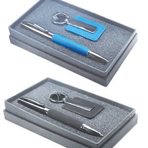 Coffret 3 pièce (stylo tactile Bleu, porte carte visite et Porte clé  chromé) ALL WHAT OFFICE NEEDS